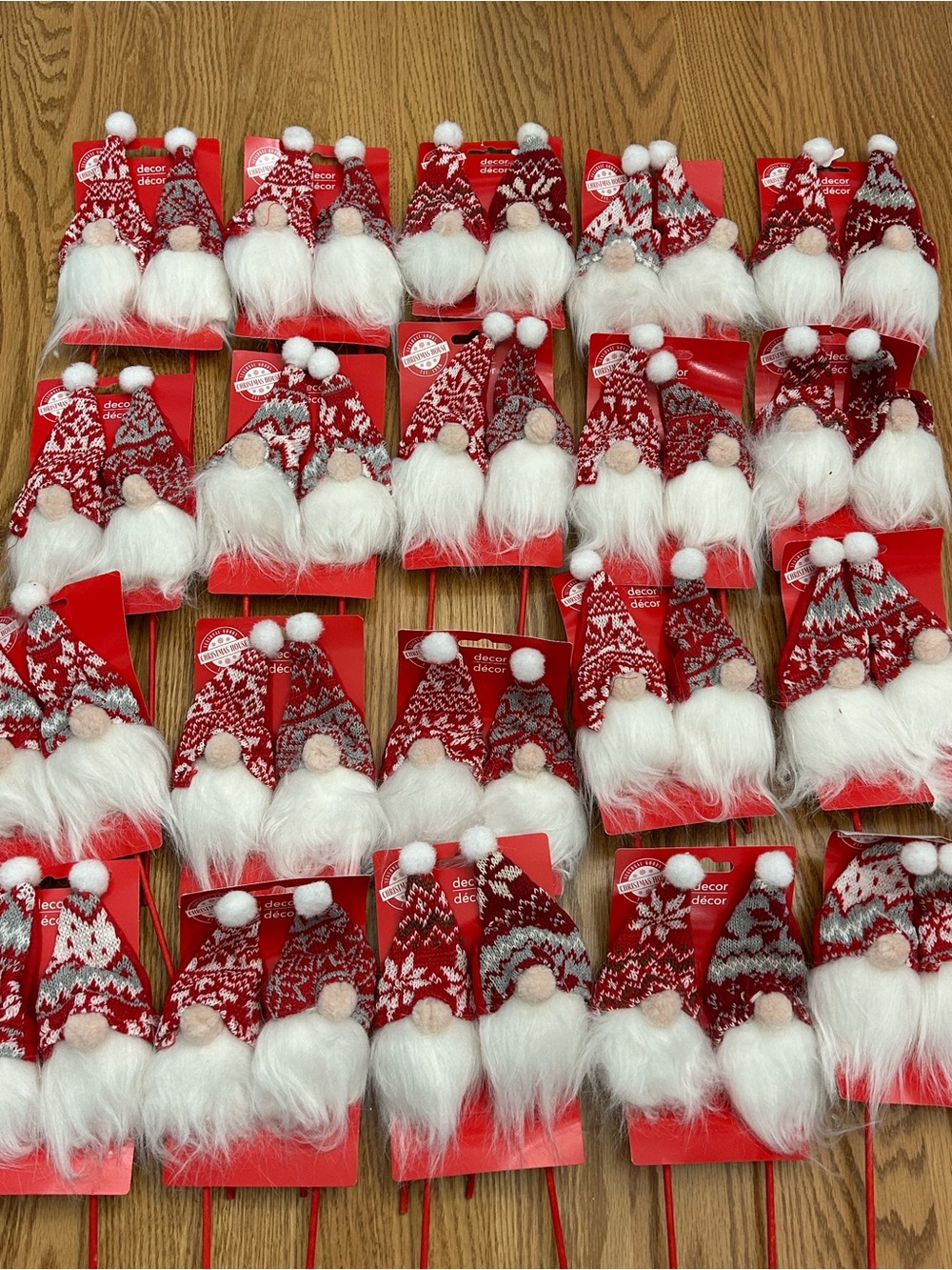 Large Lot Red and White Holiday Gnome Picks - Festive Tree & Table Decorations
